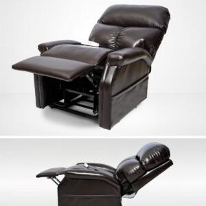 A reclined lift chair.